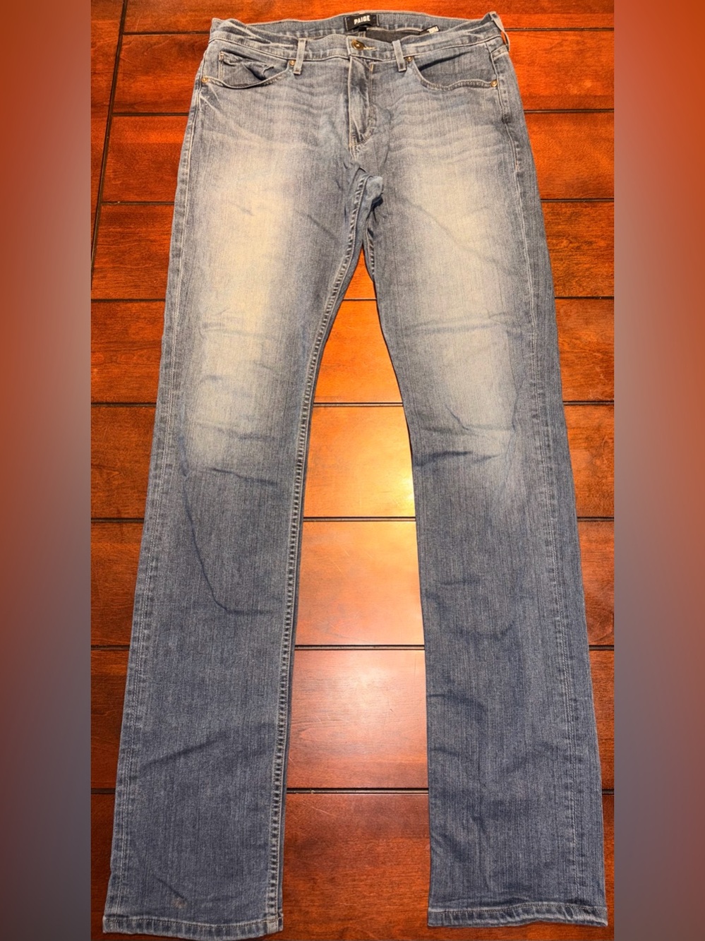 PAIGE Men’s Federal Xlong Slim Straight Medium Wash Blue Stretch Jeans Size 32